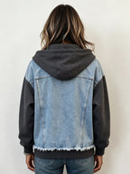 Sadie | Spliced Denim Hoodie Jacket