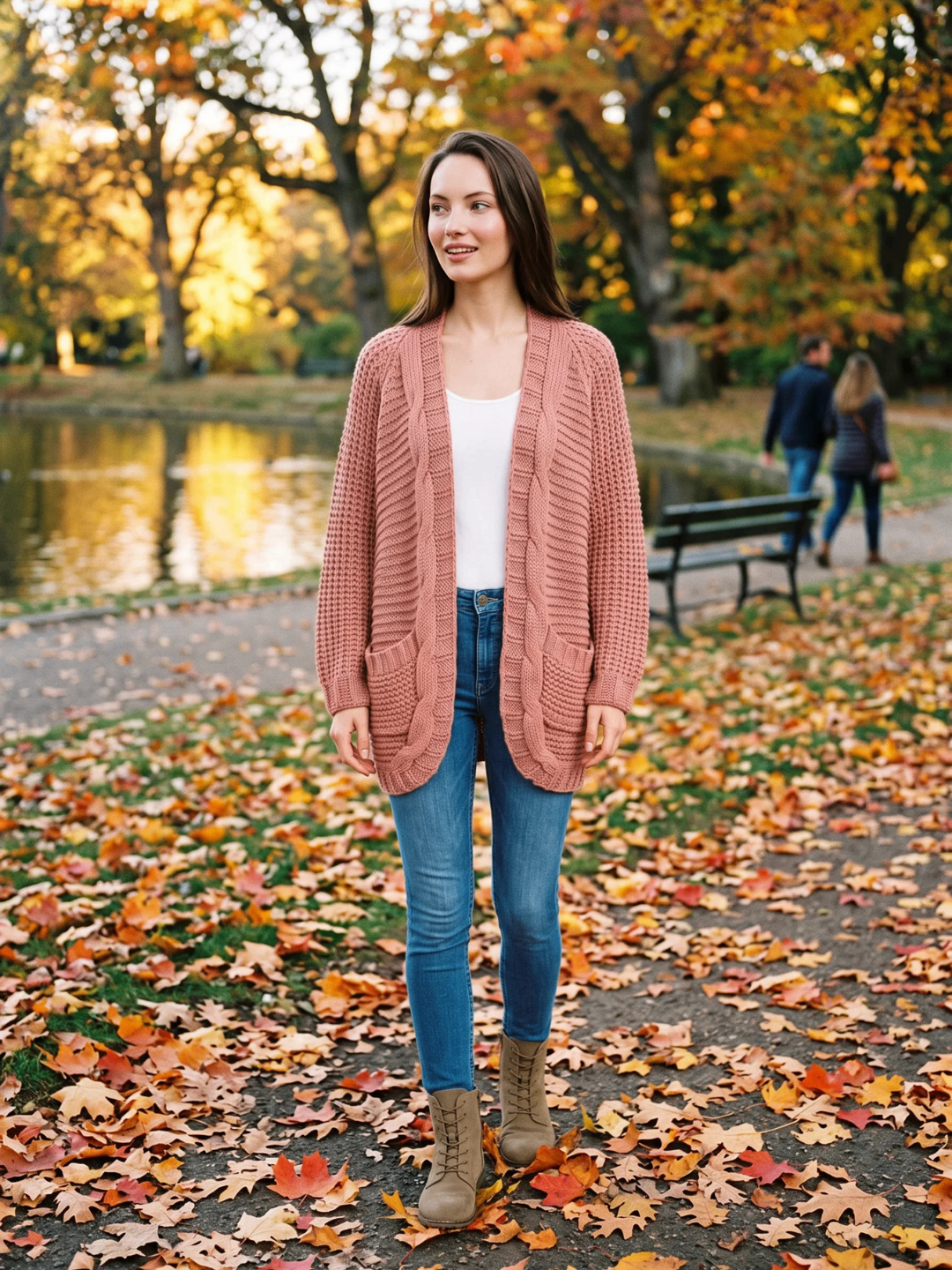 Addison | Open-Front Boho Knit Cardigan with Pockets, Cozy Winter Layer