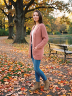 Addison | Open-Front Boho Knit Cardigan with Pockets, Cozy Winter Layer