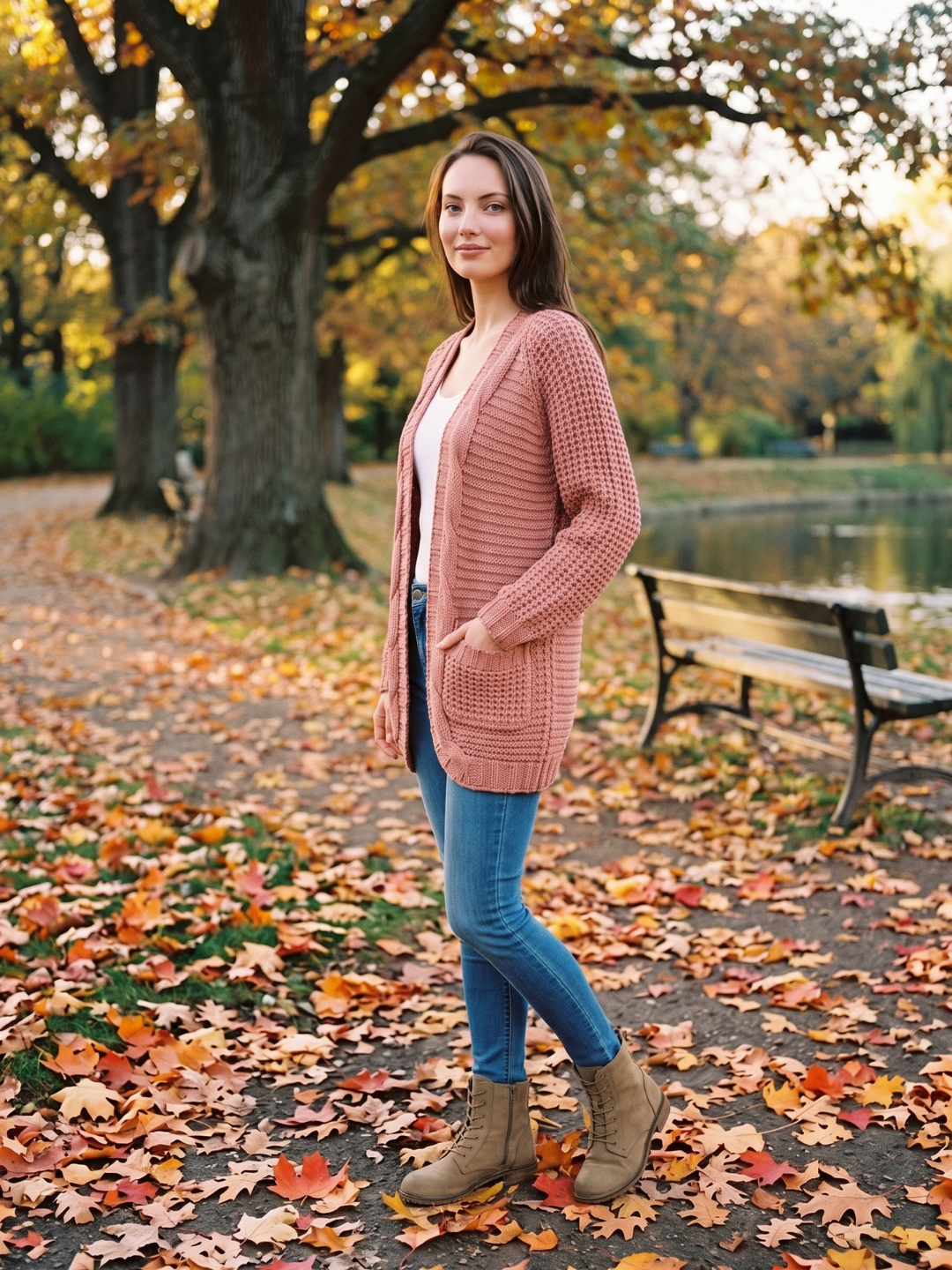 Addison | Open-Front Boho Knit Cardigan with Pockets, Cozy Winter Layer