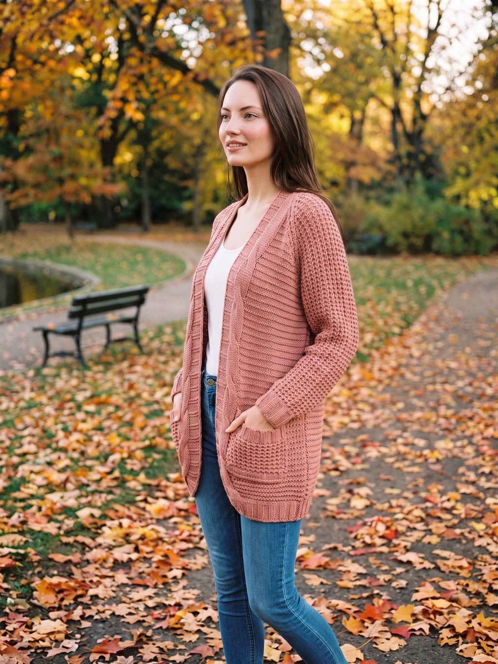 Addison | Open-Front Boho Knit Cardigan with Pockets, Cozy Winter Layer