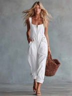 Effortless elegance in a relaxed denim jumpsuit