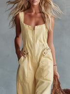 Effortless elegance in a relaxed denim jumpsuit