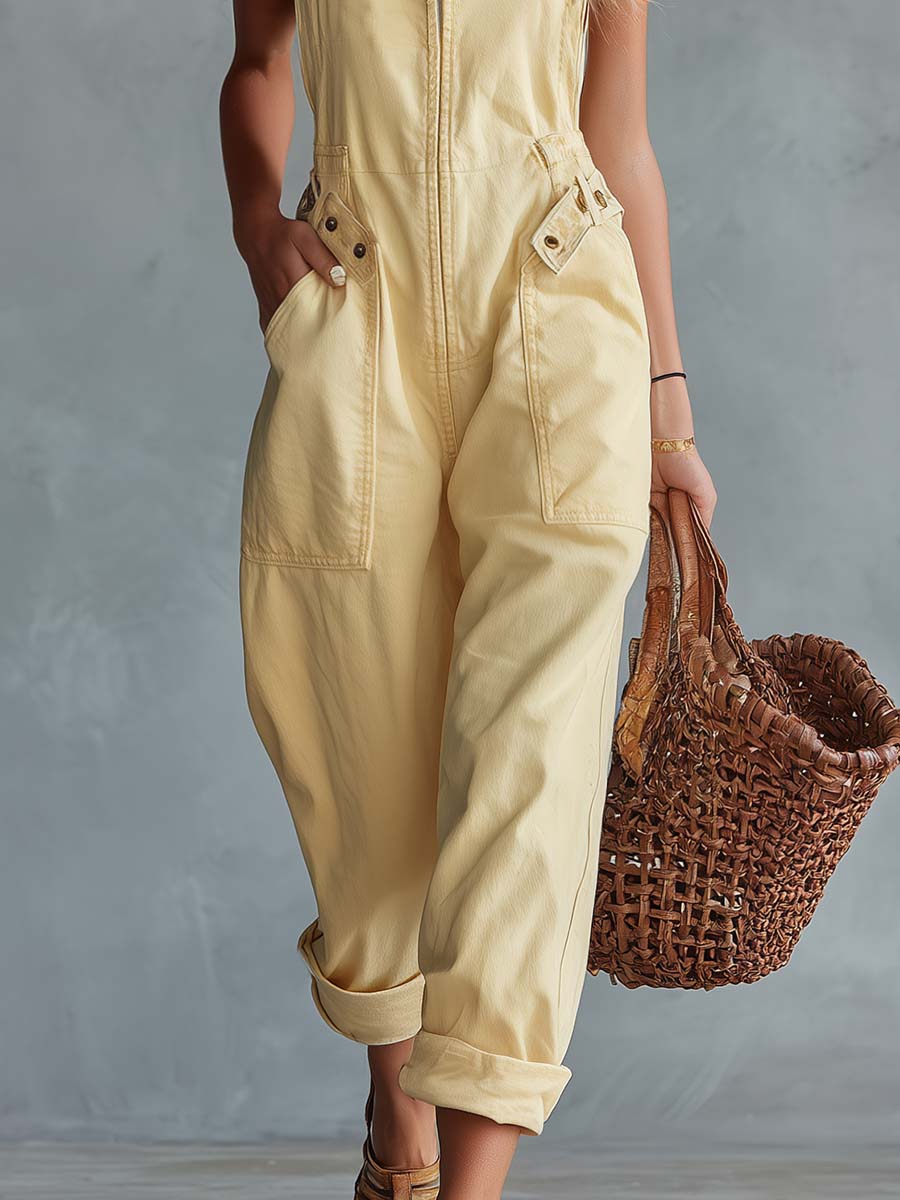 Effortless elegance in a relaxed denim jumpsuit