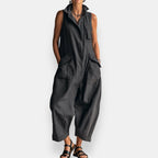 Relaxed Sleeveless Cargo Jumpsuit