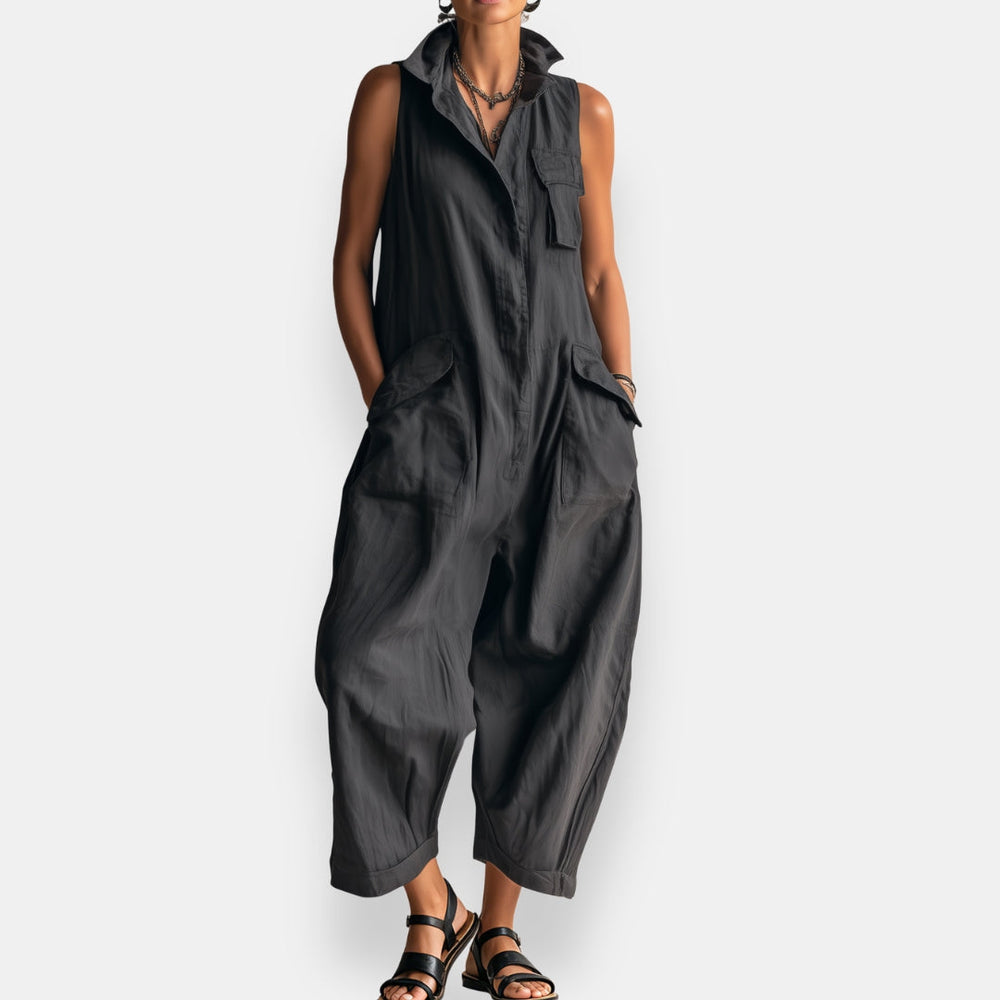 Relaxed Sleeveless Cargo Jumpsuit