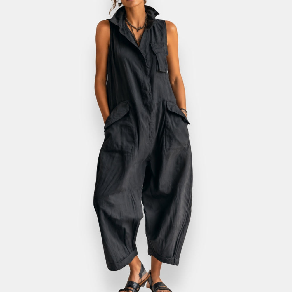 Relaxed Sleeveless Cargo Jumpsuit