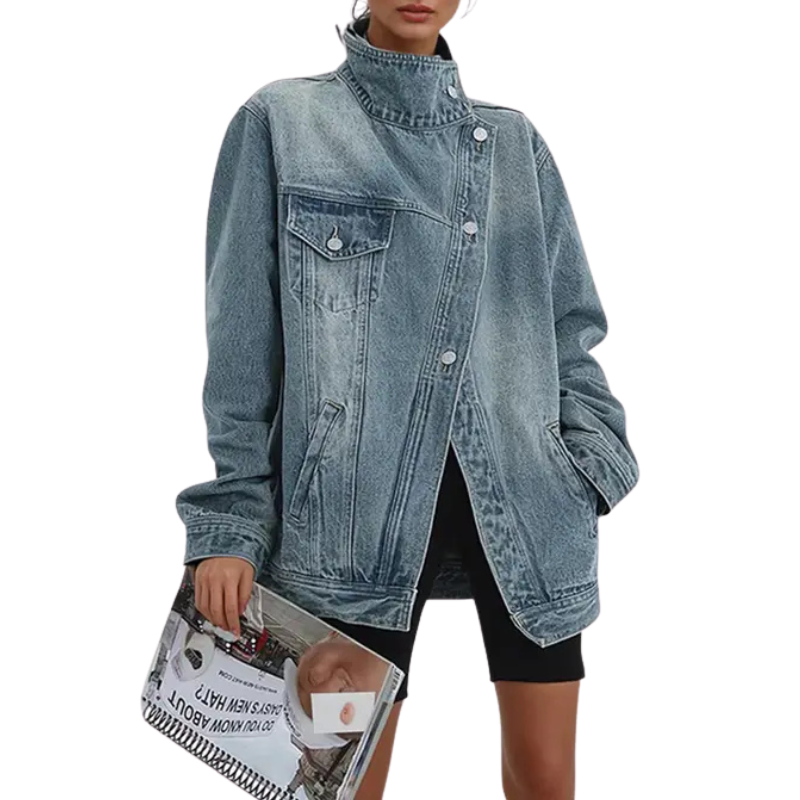Cleo – Street Style Asymmetric Button Jacket
