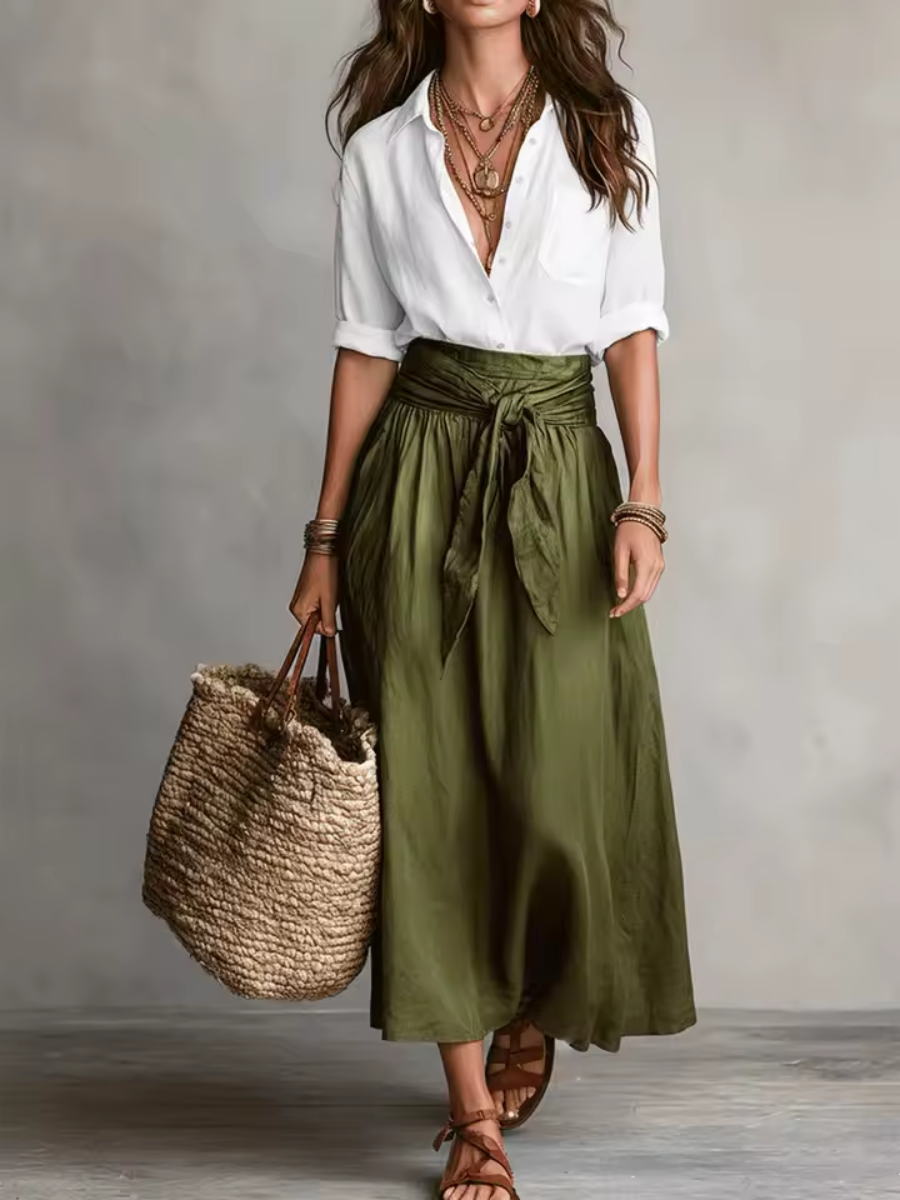 Elara™ | Elegant Two-Piece Set With Midi Skirt