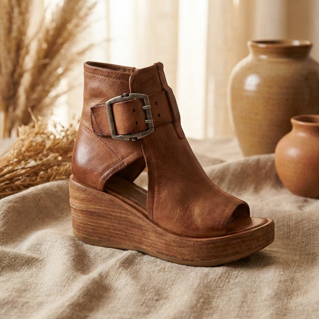 Elegant open wedge ankle boots for all-day comfort
