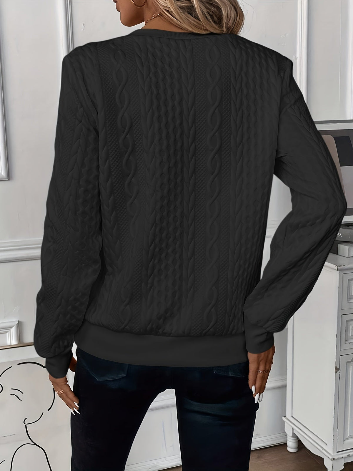 Amalie - Ladies' zip-up cable knit jumper