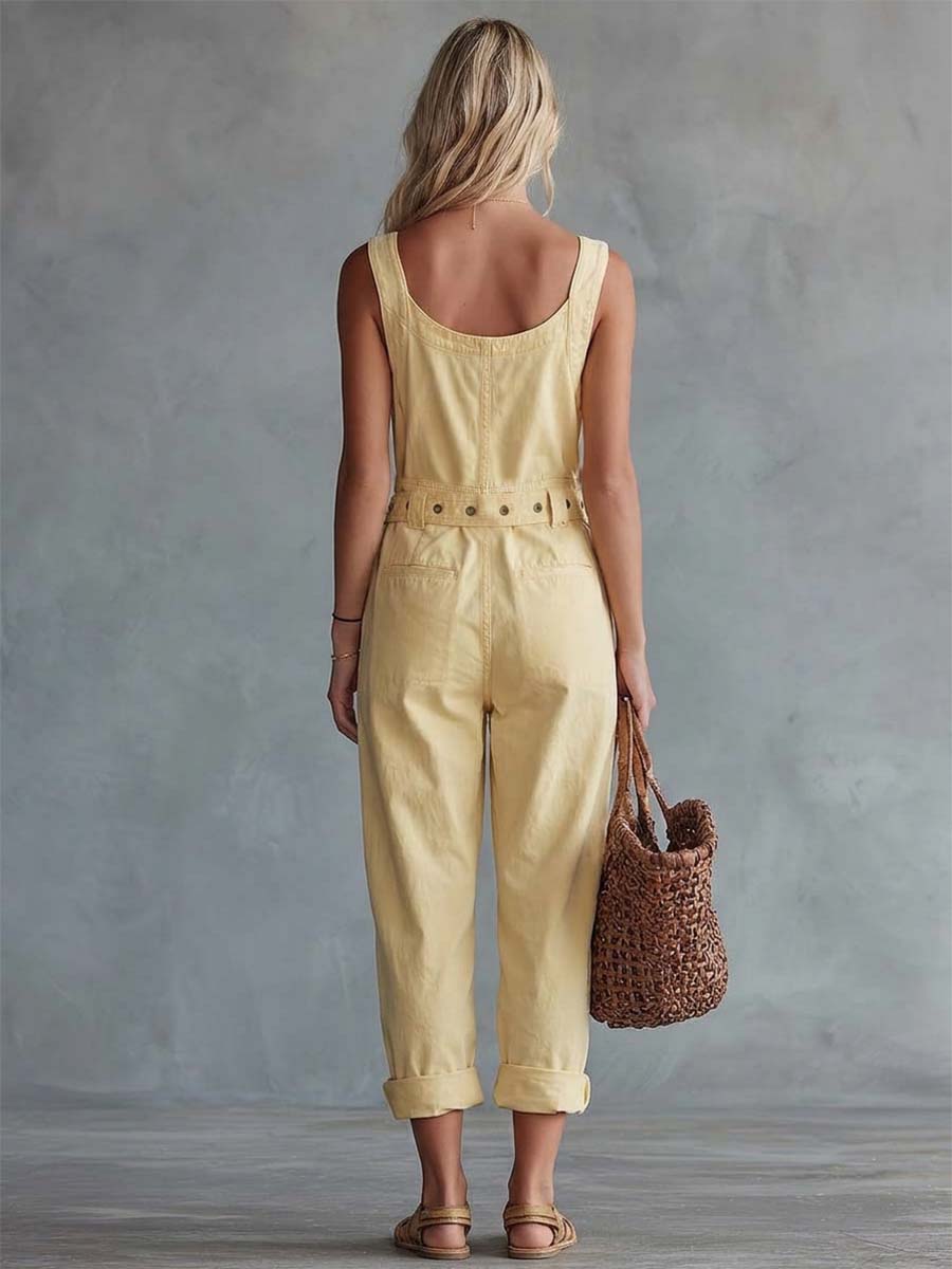 Effortless elegance in a relaxed denim jumpsuit