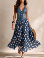 Elegant long dress with flattering V-neck
