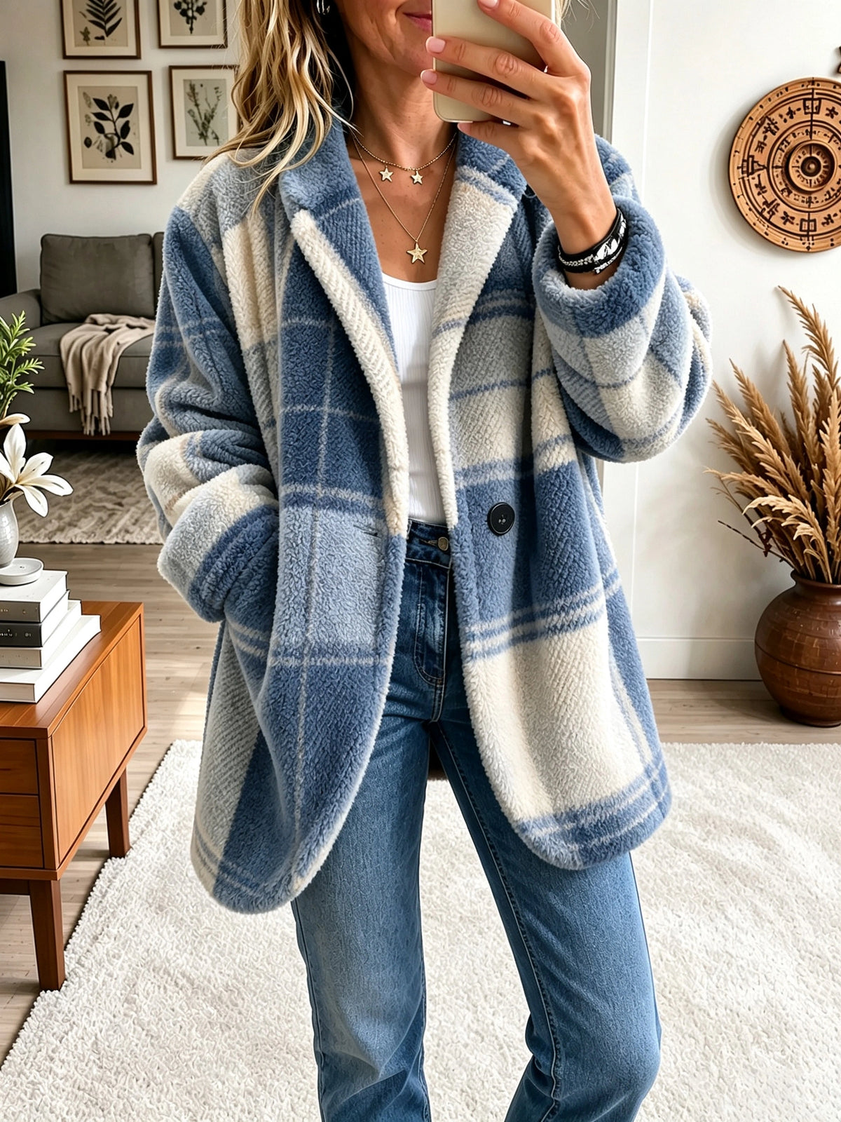 Beatrix | Rainbow Tartan Fleece Coat
