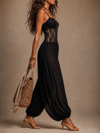 Laia | Flowing Lace Halter Jumpsuit