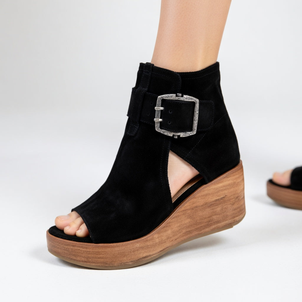 Elegant open wedge ankle boots for all-day comfort