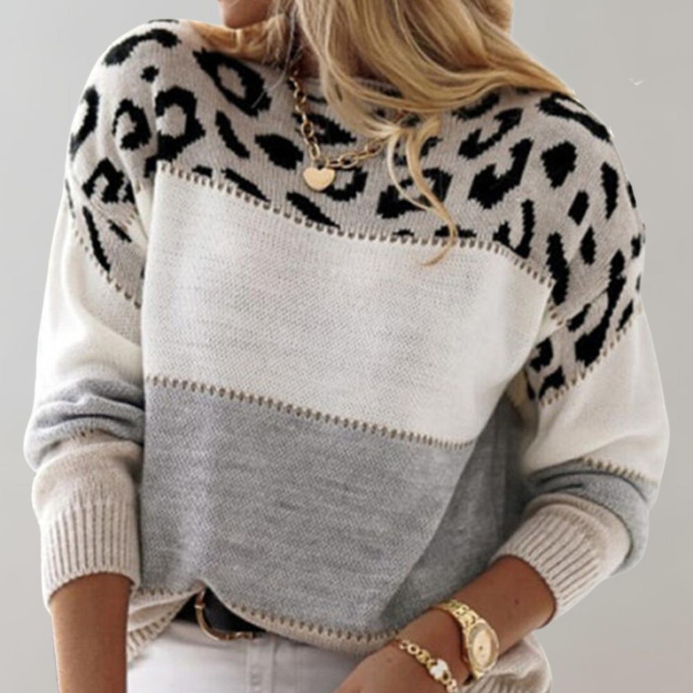 Elegant comfort with a bold leopard print jumper