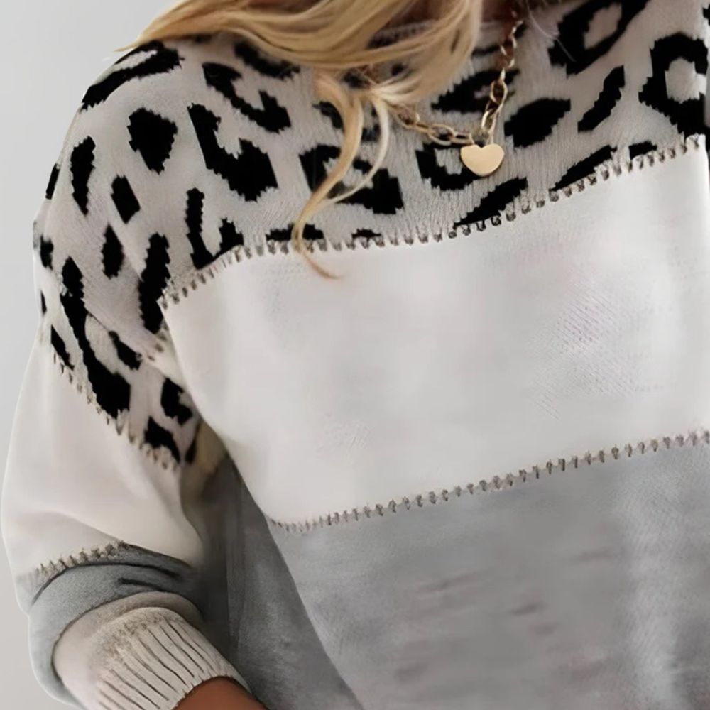 Elegant comfort with a bold leopard print jumper