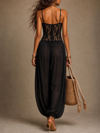 Laia | Flowing Lace Halter Jumpsuit