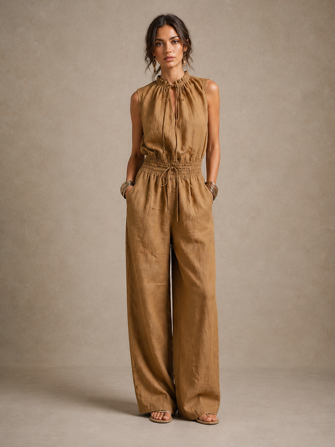Effortless elegance in a comfortable wide-leg jumpsuit
