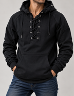 DUNCAN | Lace-up hoodie with a kangaroo pocket