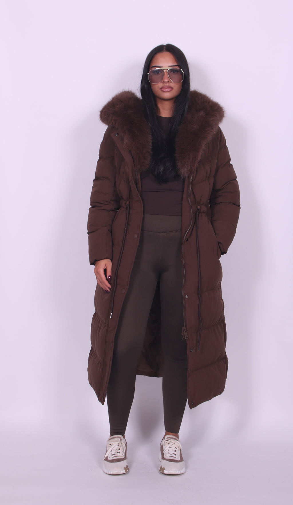 Fur Hooded Longline Coat