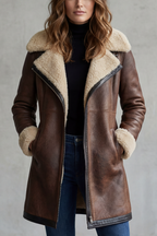 Isla | Leather Shearling Lined Longline Coat