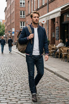 Men's Bomber Jacket with Zip and Stand-Up Collar