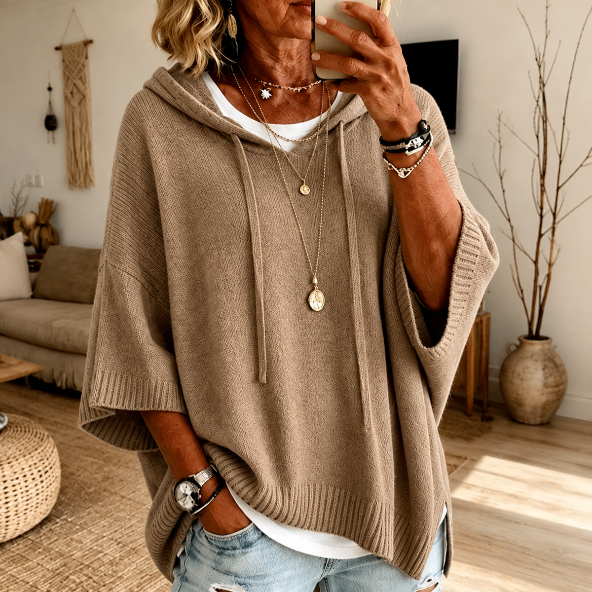 Helen | Hooded Poncho Jumper