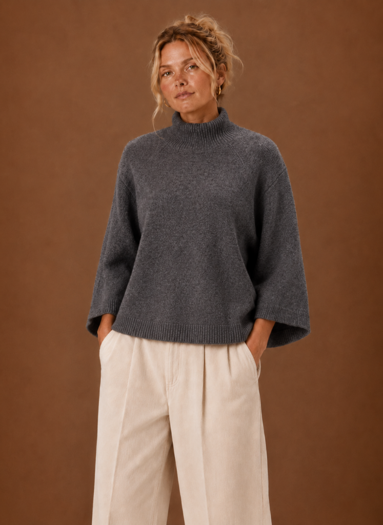 Chunky Knit jumper for Women - Mock Neck Oversized