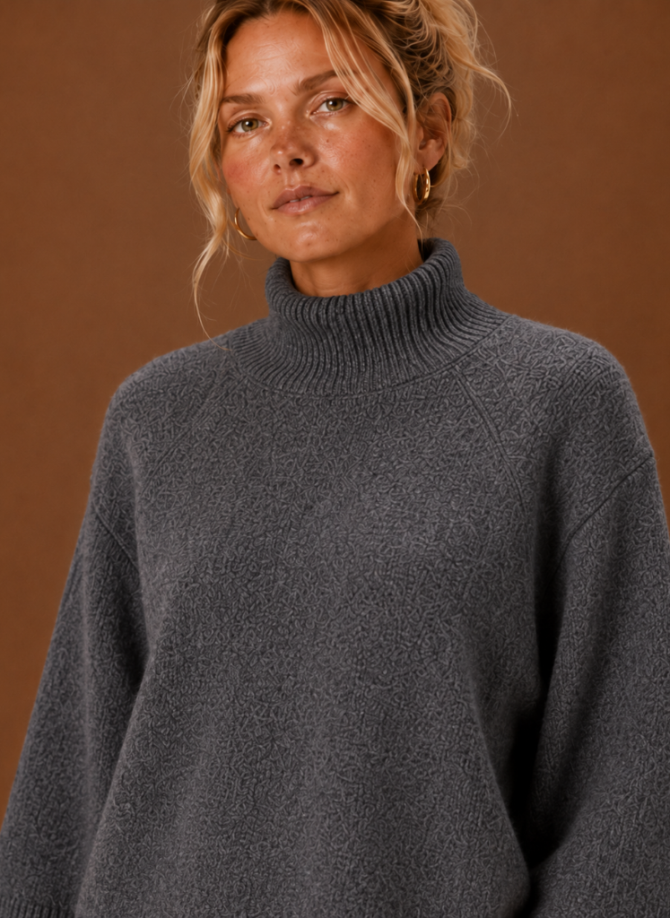 Chunky Knit jumper for Women - Mock Neck Oversized