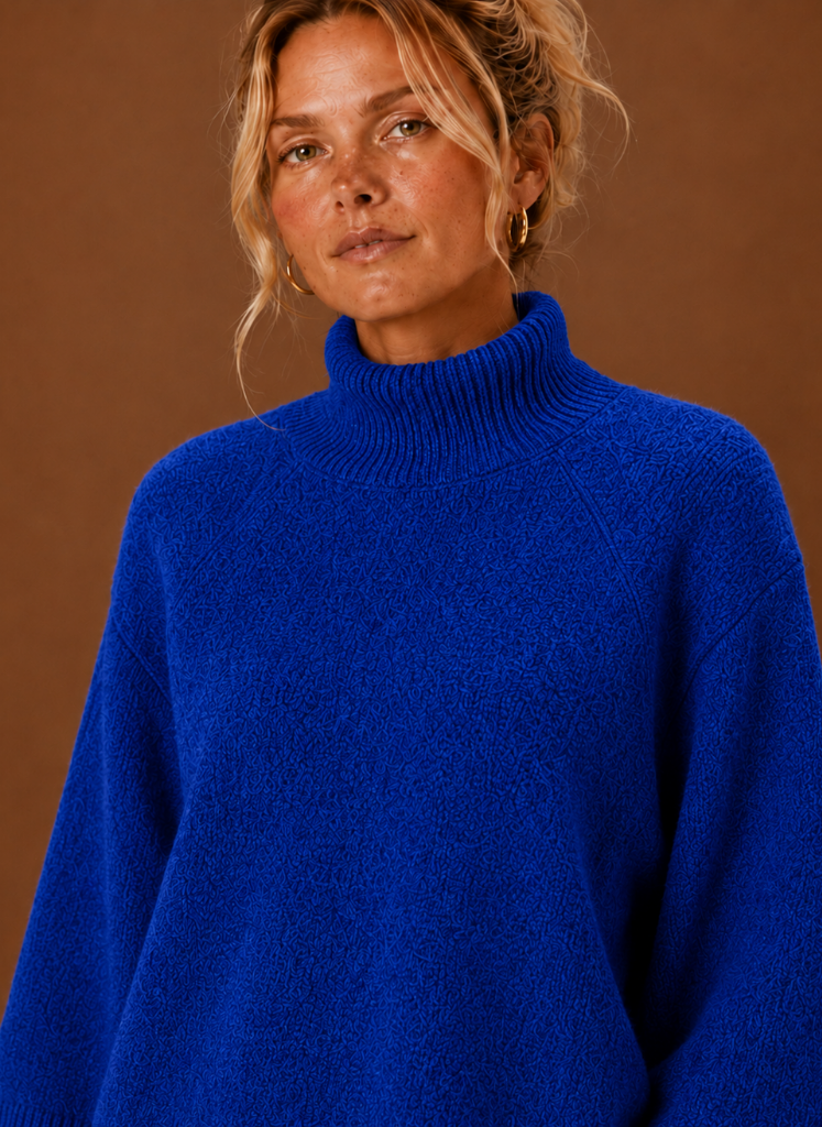 Chunky Knit jumper for Women - Mock Neck Oversized