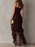 Elegant floral dress with soft ruffles and comfort