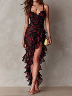 Elegant floral dress with soft ruffles and comfort