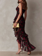 Elegant floral dress with soft ruffles and comfort