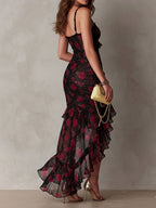 Elegant floral dress with soft ruffles and comfort