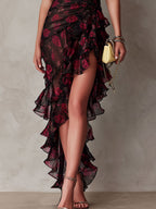 Elegant floral dress with soft ruffles and comfort