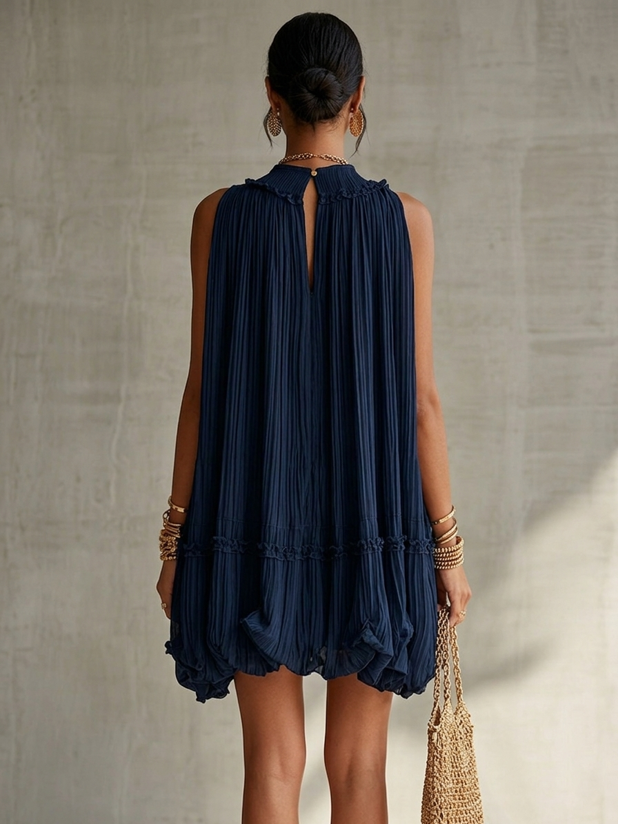 Effortlessly Elegant Mini Dress with Balloon Hem