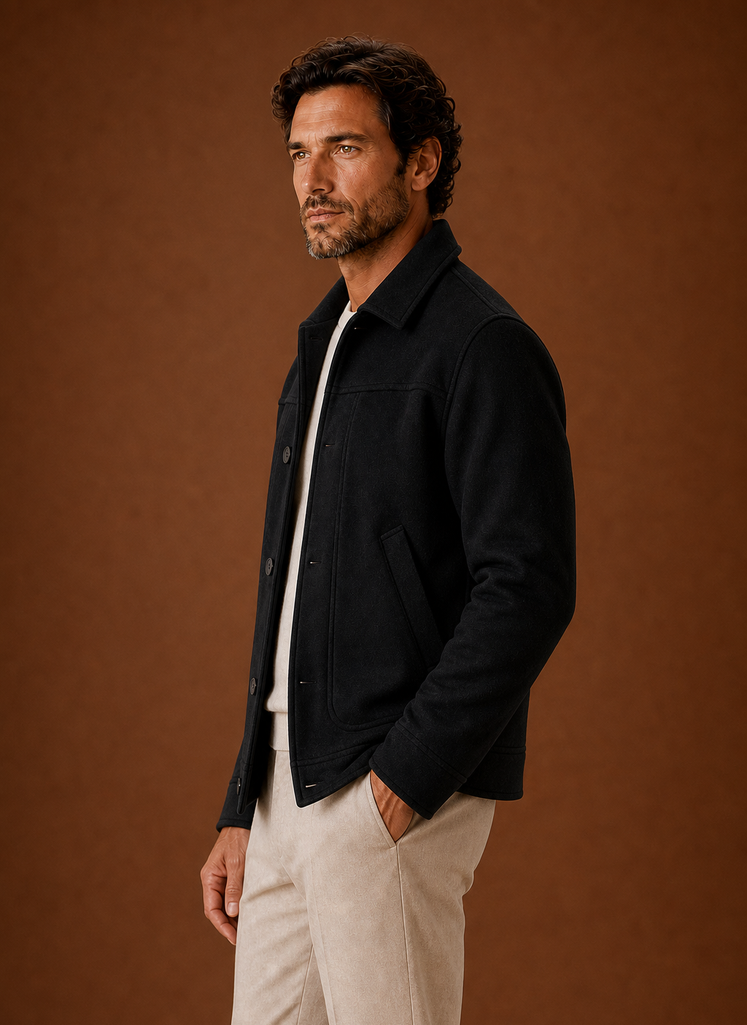 Men's Button-Front Casual Shirt Jacket
