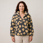 Women's Floral Teddy Fleece Half Zip Pullover — Oversized Borg Jumper