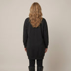 Women's Black Heart Print Sweatshirt Dress — Longline Oversized Jumper Dress