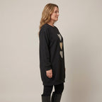 Women's Black Heart Print Sweatshirt Dress — Longline Oversized Jumper Dress
