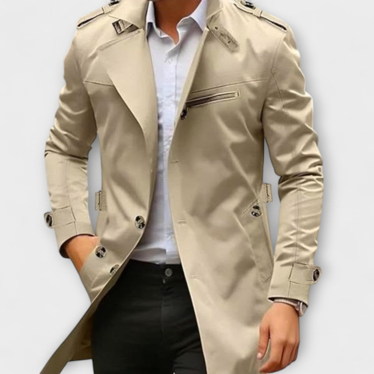 Edward | Short Trench Coat with Epaulettes