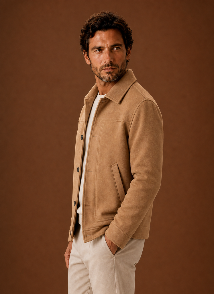 Men's Button-Front Casual Shirt Jacket