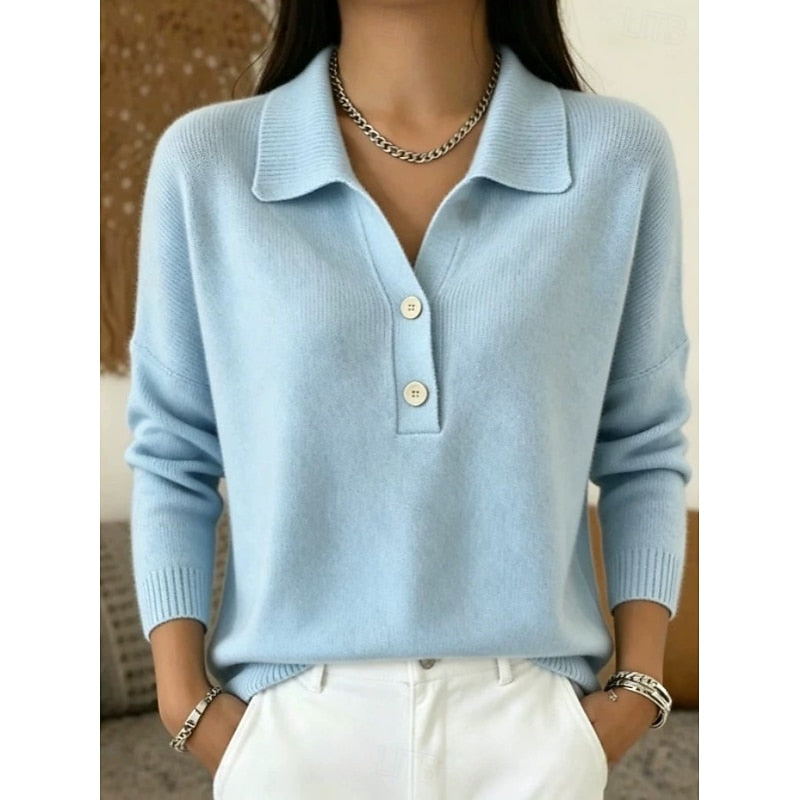 Effortless Elegance: Classic Buttoned Collar Jumper