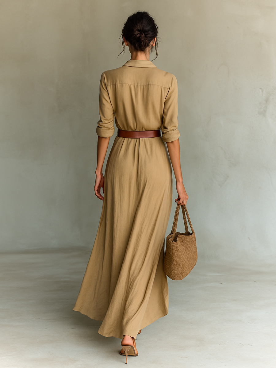 Elegant maxi robe with refined silhouette