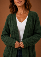 Cable Knit Cardigan for Women - Hooded Long | Areleon