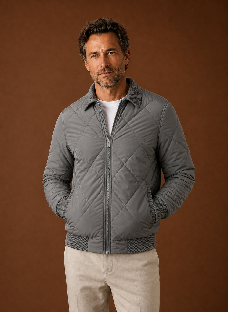 Men's Bomber Jacket - Zip-Up Casual Jacket