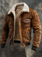 Harlan - Men's Sherpa-Lined Bomber Jacket with Ribbed Cuffs
