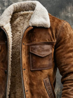 Harlan - Men's Sherpa-Lined Bomber Jacket with Ribbed Cuffs